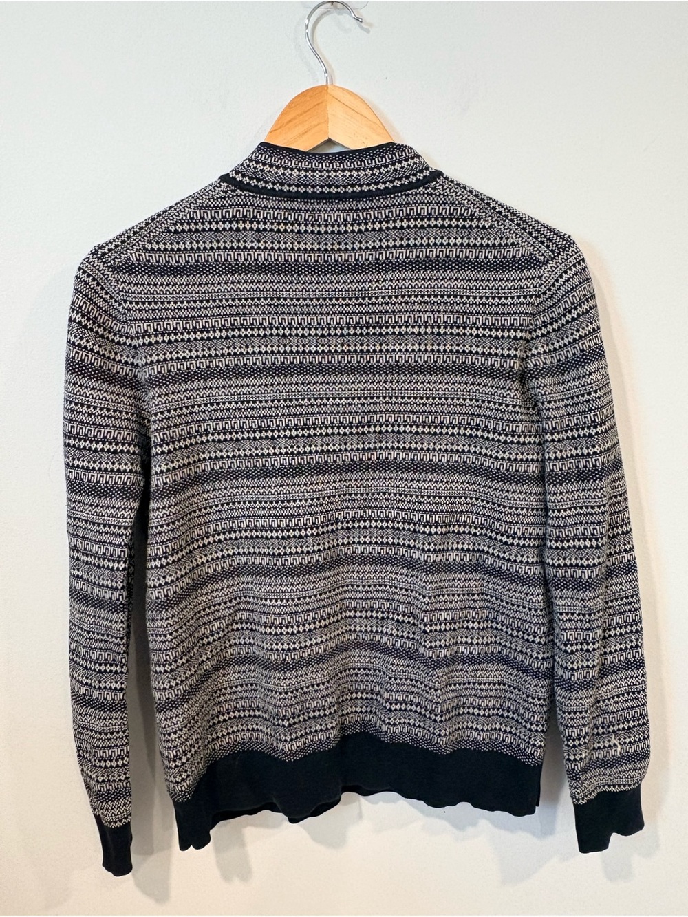 Roots Fair Isle Half Zip Sweater | Black & Cream | Size Medium - Picture 3 of 10